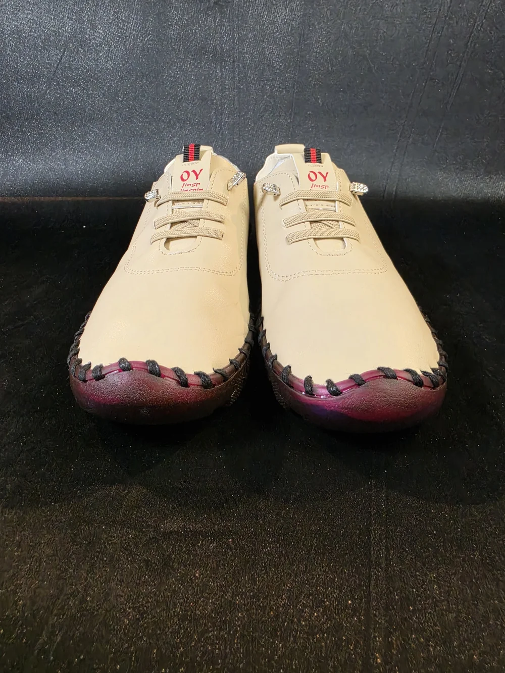 OY First Women's Comfort Walking Shoes Beige Lace Up Sneakers US 10 EU 41